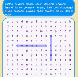 Euro 2021 Countries Word Search