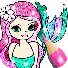 Mermaid Coloring Book Glitter