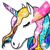 Unicorns Coloring Book Glittered